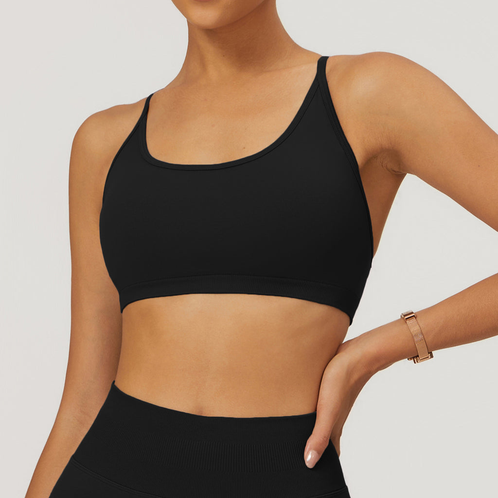 Seamless Cross-Back Sports Bra — Medium Support Yoga & Fitness Bra