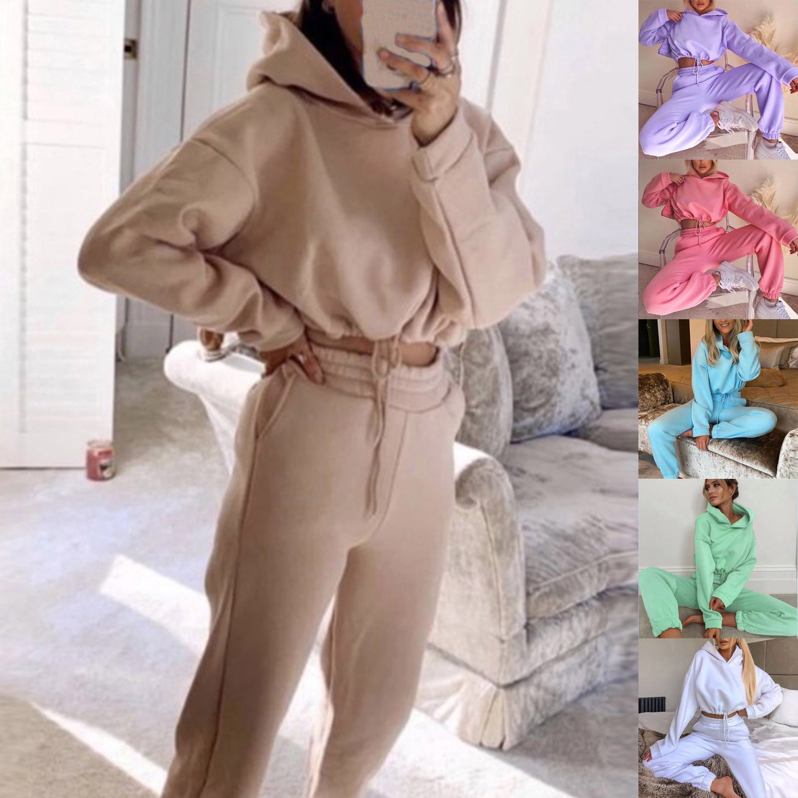 Women's Printed Hoodie Sweatsuit Set — Cozy Two-Piece Lounge & Athleisure