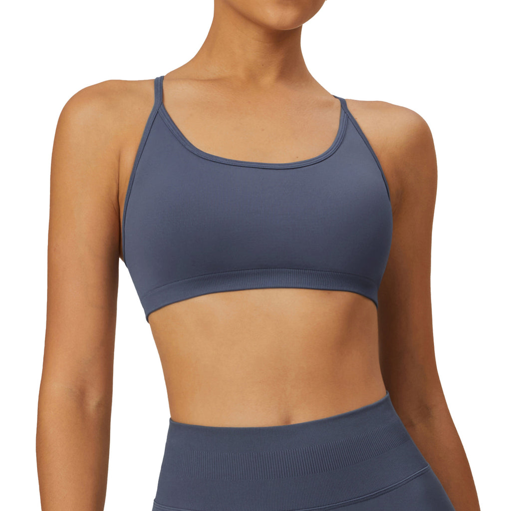 Seamless Cross-Back Sports Bra — Medium Support Yoga & Fitness Bra